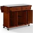 Crosley Furniture Wood Granite Top Kitchen Cart in Cherry/Gray