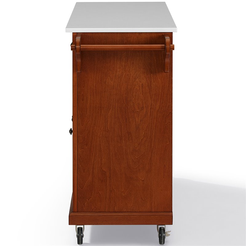 Crosley Furniture Wood Granite Top Kitchen Cart in Cherry/Gray
