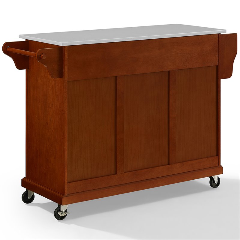 Crosley Furniture Wood Granite Top Kitchen Cart in Cherry/Gray