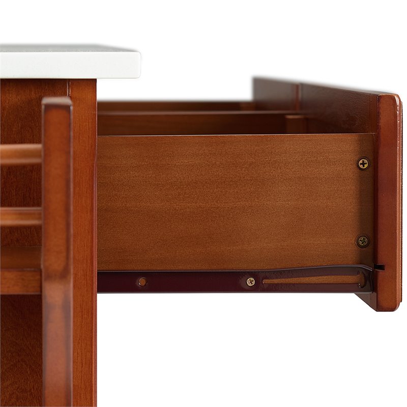 Crosley Furniture Wood Granite Top Kitchen Cart in Cherry/Gray