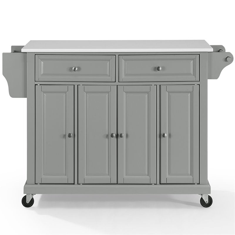 Crosley Furniture Wood Granite Top Kitchen Cart in Gray/White
