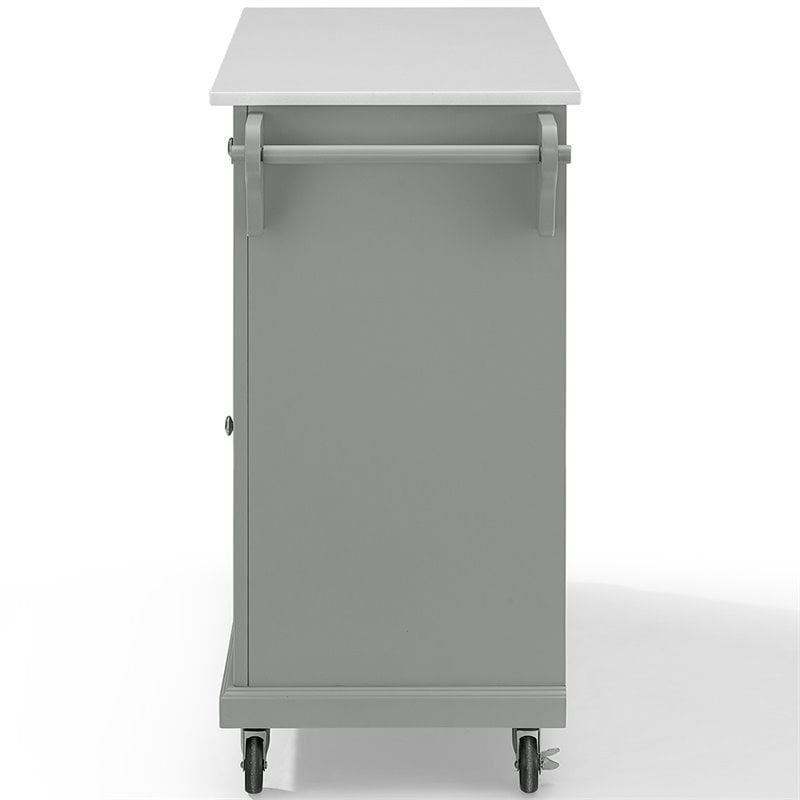 Crosley Furniture Wood Granite Top Kitchen Cart in Gray/White