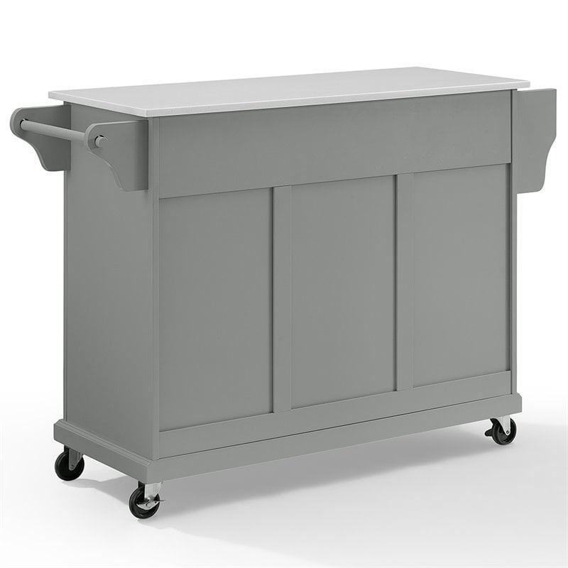 Crosley Furniture Wood Granite Top Kitchen Cart in Gray/White