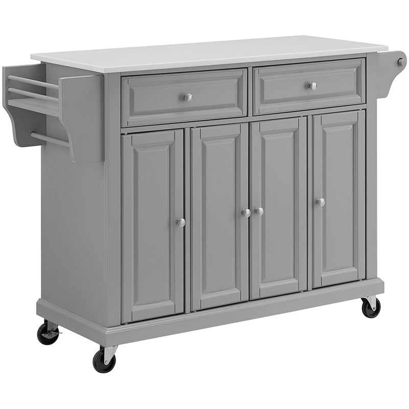 Crosley Furniture Wood Granite Top Kitchen Cart in Gray/White