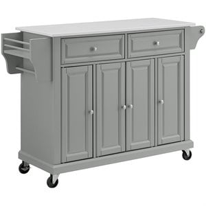 Crosley Furniture Wood Granite Top Kitchen Cart in Gray/White