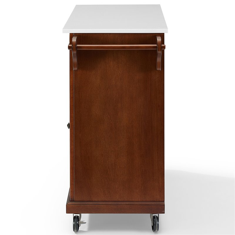Crosley Furniture Wood Granite Top Kitchen Cart in Mahogany/White