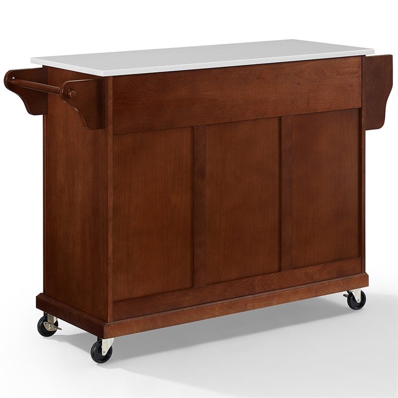 Crosley Furniture Wood Granite Top Kitchen Cart in Mahogany/White