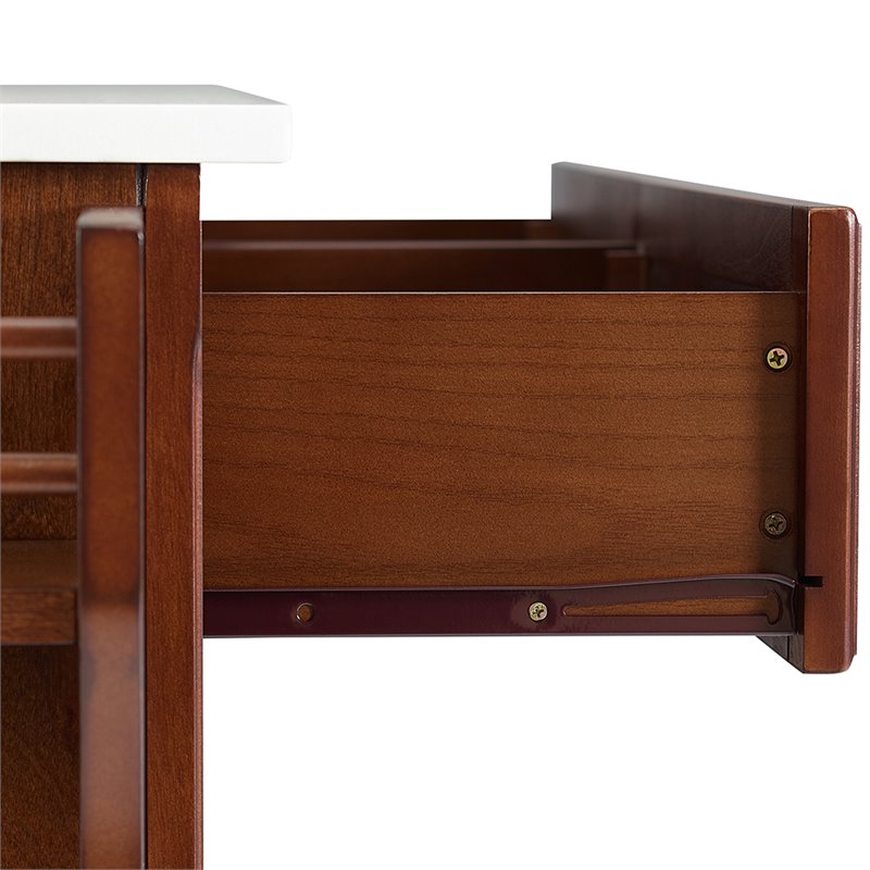 Crosley Furniture Wood Granite Top Kitchen Cart in Mahogany/White