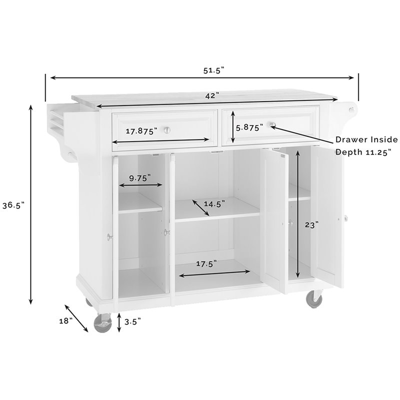 Crosley Furniture Wood Granite Top Kitchen Cart in Mahogany/White