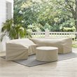 Crosley Furniture Catalina 3Pc Vinyl Curved Sectional Sofa Cover Set in Tan