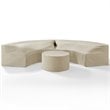 Crosley Furniture Catalina 3Pc Vinyl Curved Sectional Sofa Cover Set in Tan