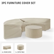 Crosley Furniture Catalina 3Pc Vinyl Curved Sectional Sofa Cover Set in Tan