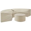 Crosley Furniture Catalina 3Pc Vinyl Curved Sectional Sofa Cover Set in Tan