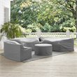 Crosley Furniture Catalina 4Pc Vinyl Curved Sectional Sofa Cover Set in Gray
