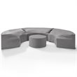 Crosley Furniture Catalina 4Pc Vinyl Curved Sectional Sofa Cover Set in Gray