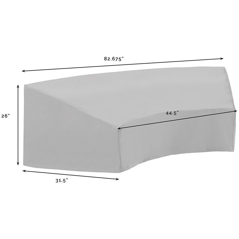 Crosley Furniture Catalina 4Pc Vinyl Curved Sectional Sofa Cover Set in Gray