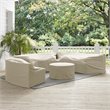 Crosley Furniture Catalina 4Pc Vinyl Curved Sectional Sofa Cover Set in Tan