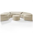 Crosley Furniture Catalina 4Pc Vinyl Curved Sectional Sofa Cover Set in Tan