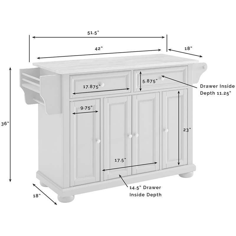 Crosley Furniture Alexandria Wood Granite Top Kitchen Island in Gray
