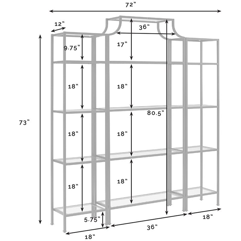 Crosley Furniture Aimee 3Pc Metal Etagere Bookcase Set in Oil Rubbed Bronze