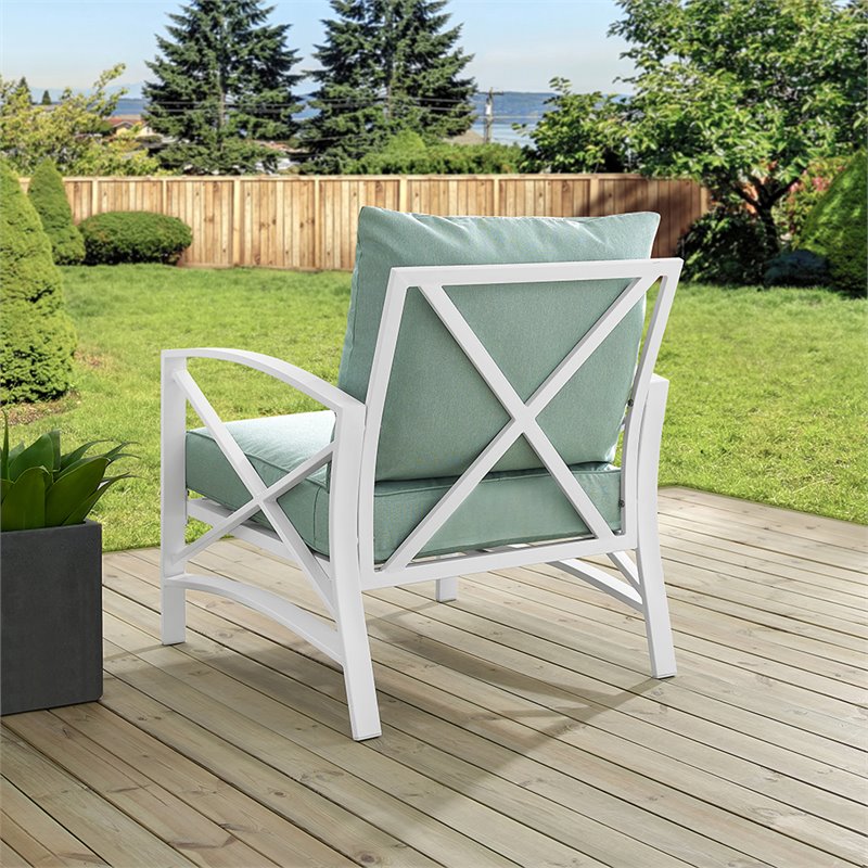 Crosley Kaplan Patio Arm Chair in Mist and White ...