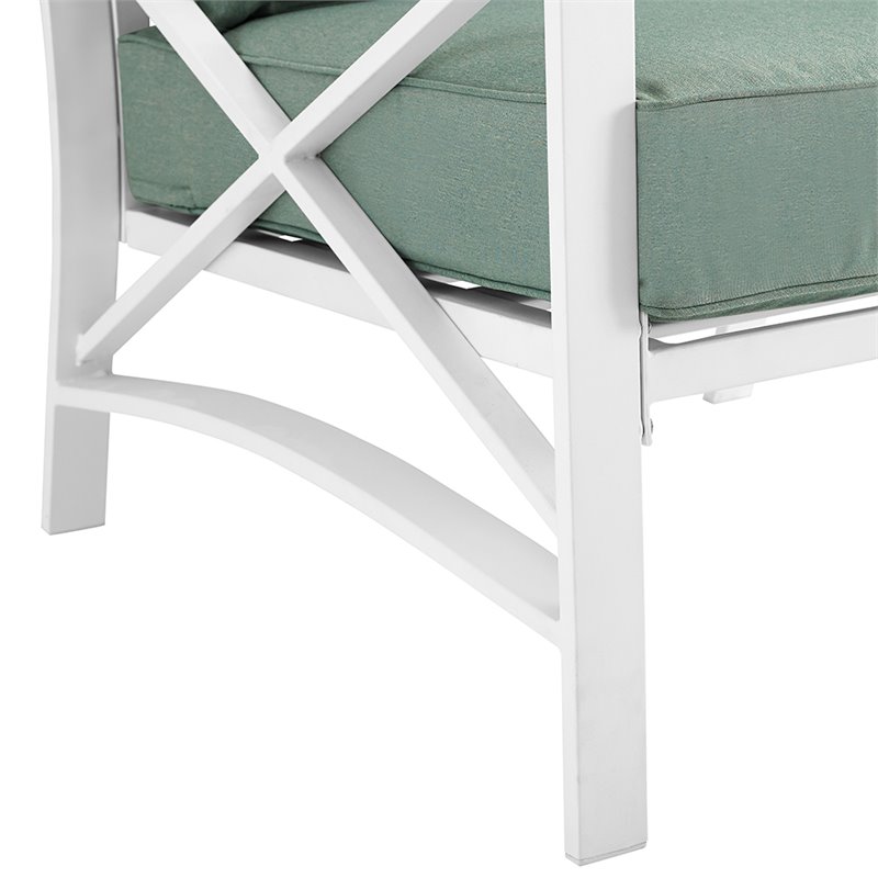 Crosley Kaplan Patio Arm Chair in Mist and White ...