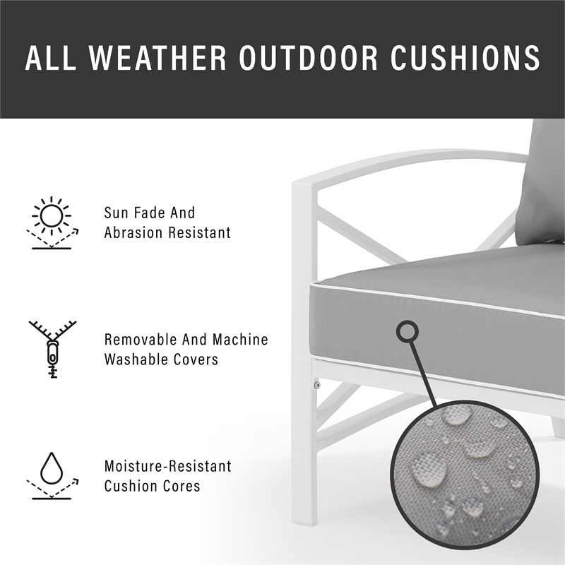 Crosley Kaplan Patio Loveseat in Gray and White