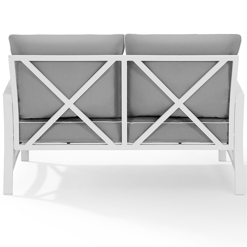Crosley Kaplan Patio Loveseat in Gray and White