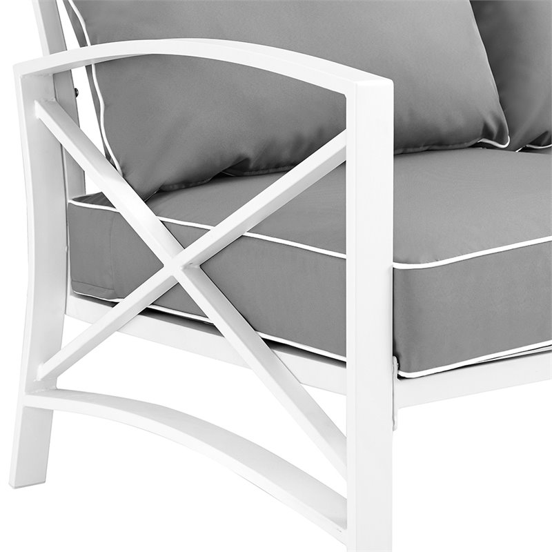 Crosley Kaplan Patio Loveseat in Gray and White
