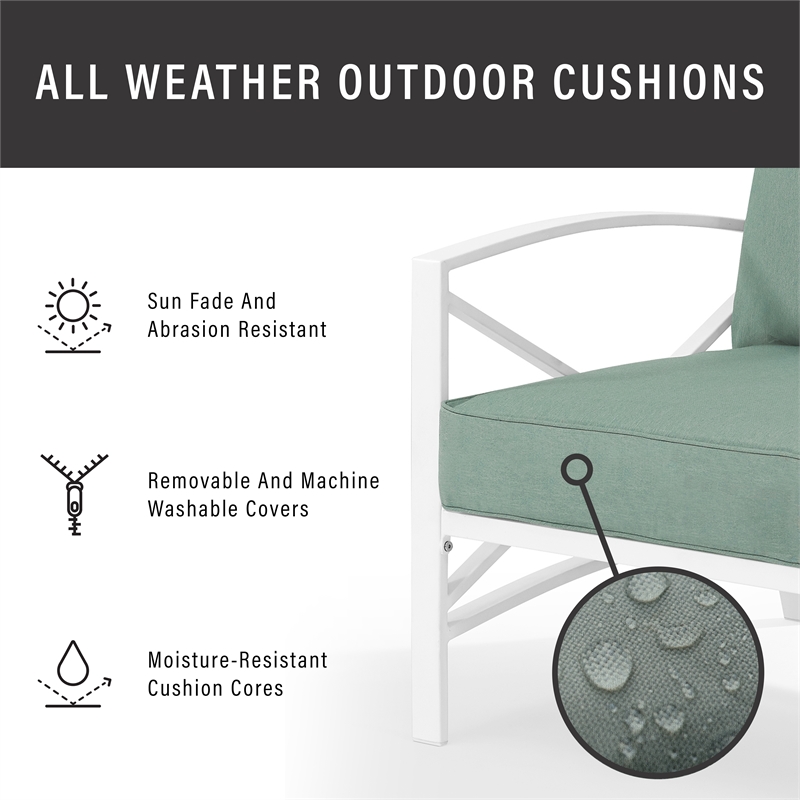 Crosley Kaplan Patio Loveseat in Mist and White