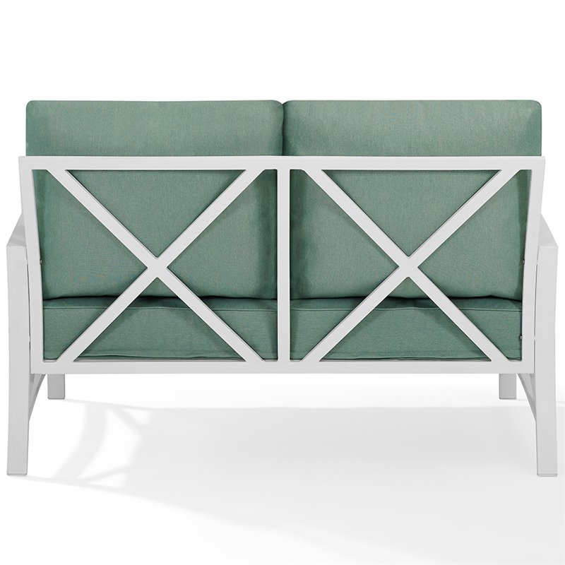 Crosley Kaplan Patio Loveseat in Mist and White