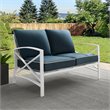 Crosley Kaplan Patio Loveseat in Navy and White