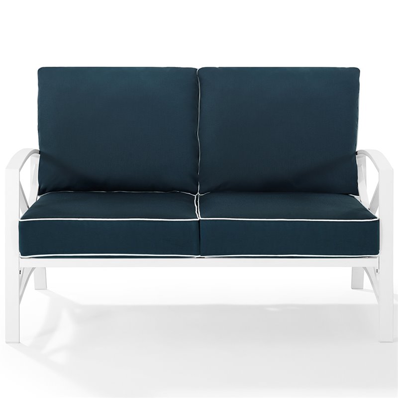 Crosley Kaplan Patio Loveseat in Navy and White