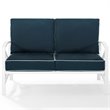 Crosley Kaplan Patio Loveseat in Navy and White