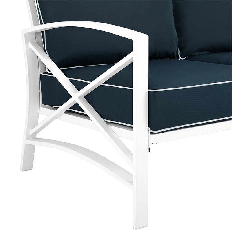 Crosley Kaplan Patio Loveseat in Navy and White
