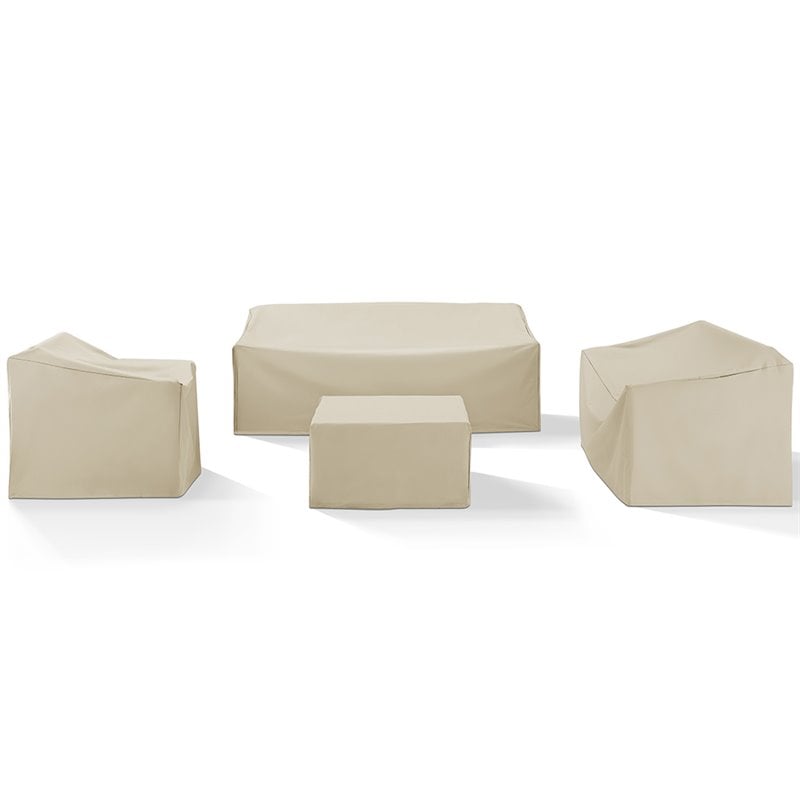 Crosley Furniture 4 Piece Outdoor Vinyl Sofa Cover Set in Tan