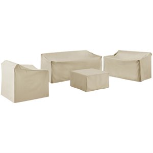 Crosley Furniture 4 Piece Outdoor Vinyl Sofa Cover Set in Tan