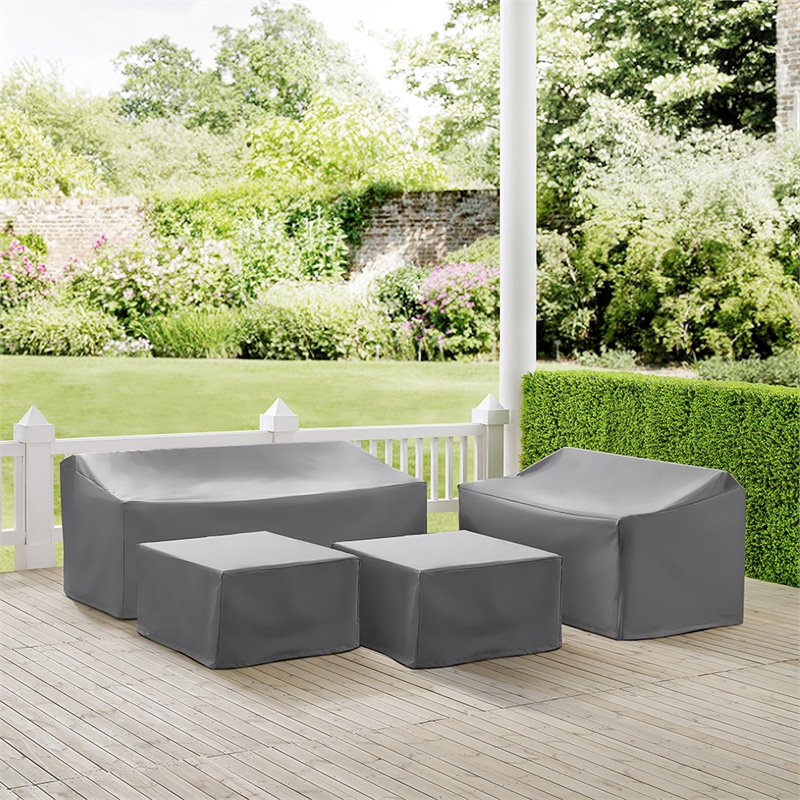 Crosley Furniture 4 Piece Patio Vinyl Sofa Cover Set in Gray
