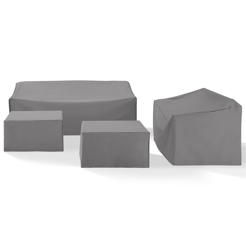 Crosley Furniture 4 Piece Patio Vinyl Sofa Cover Set in Gray