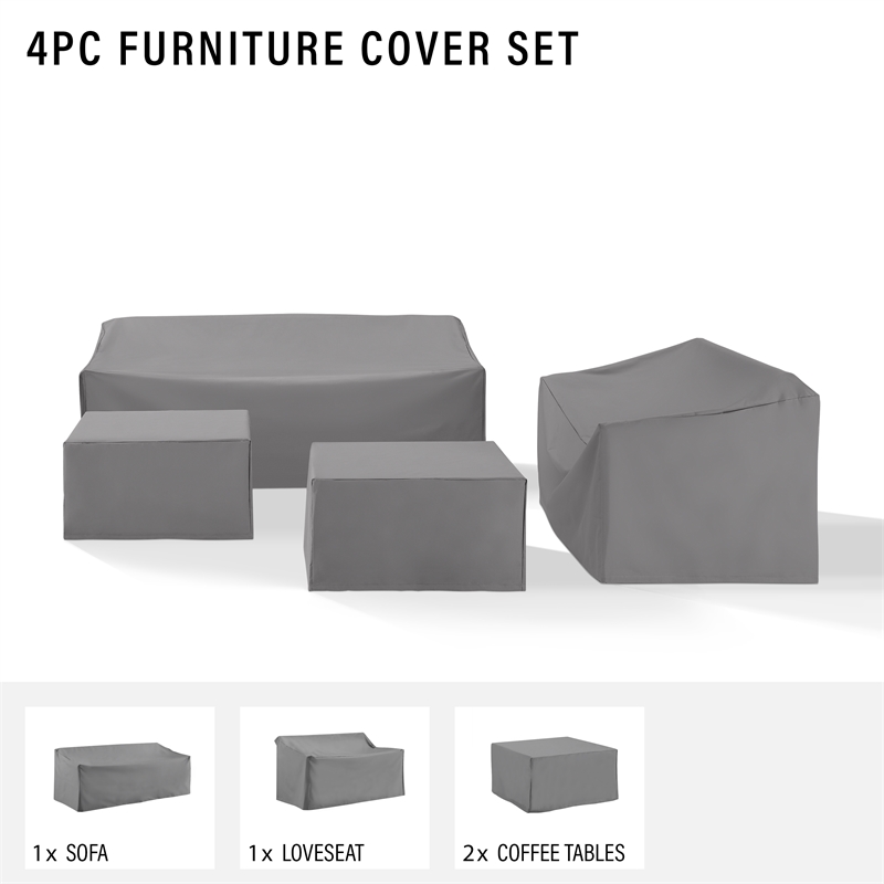 Crosley Furniture 4 Piece Patio Vinyl Sofa Cover Set in Gray