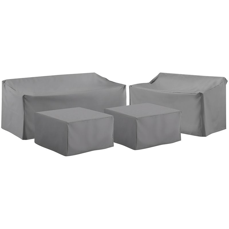 Crosley Furniture 4 Piece Patio Vinyl Sofa Cover Set in Gray