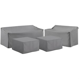 Crosley Furniture 4 Piece Patio Vinyl Sofa Cover Set in Gray
