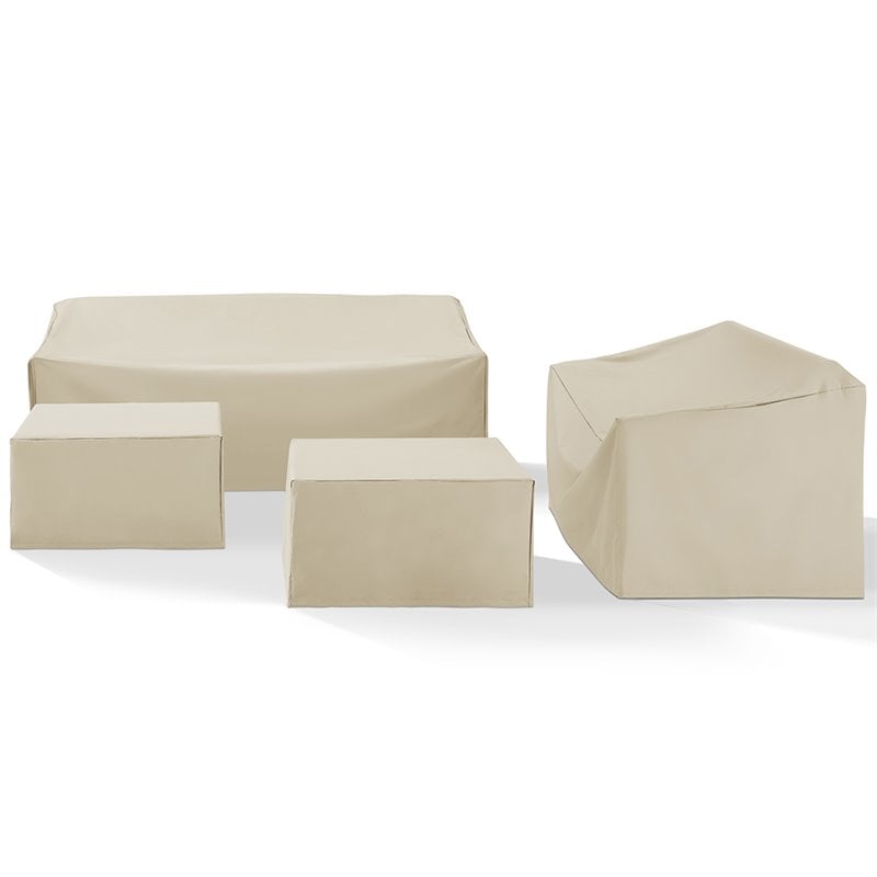 Crosley Furniture 4 Piece Outdoor Vinyl Sofa Cover Set in Tan