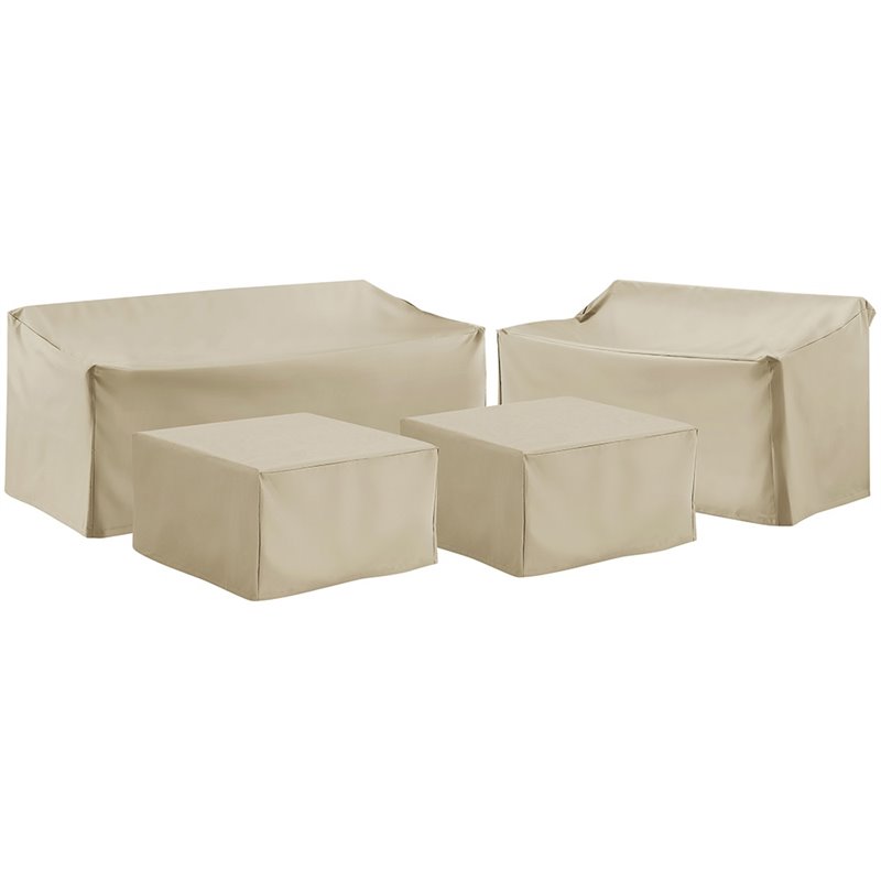 Crosley Furniture 4 Piece Outdoor Vinyl Sofa Cover Set in Tan