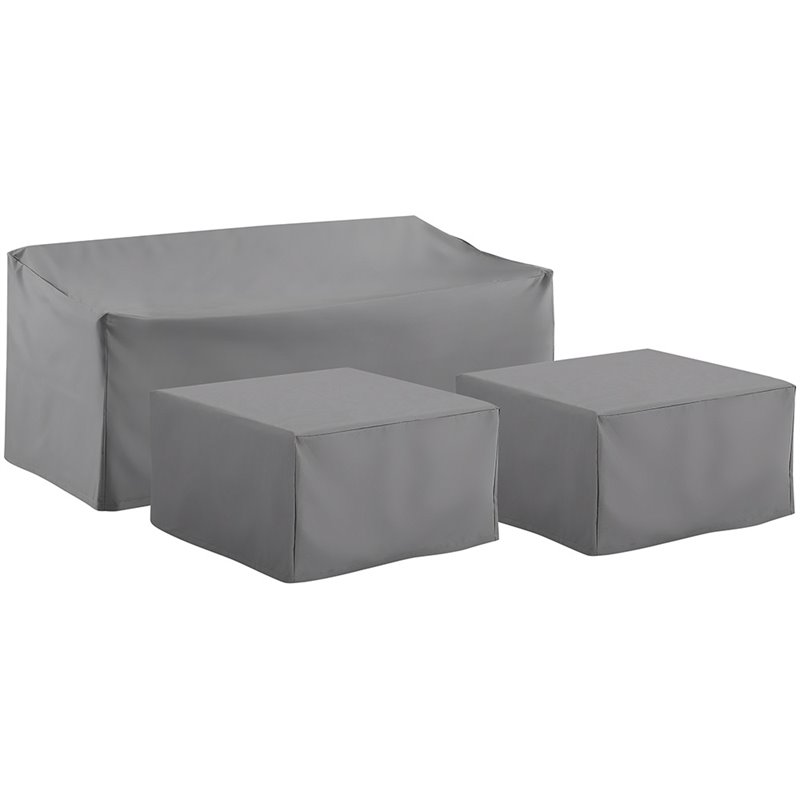 Crosley Furniture 3 Piece Patio Vinyl Sofa Cover Set in Gray