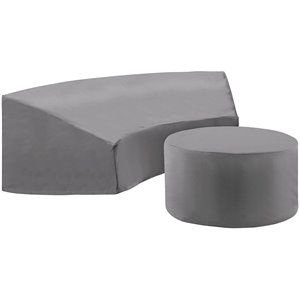 Crosley Furniture Catalina 2 Piece Patio Vinyl Sectional Sofa Cover Set in Gray