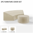 Crosley Furniture Catalina 2 Piece Patio Vinyl Sectional Sofa Cover Set in Tan