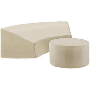 Crosley Furniture Catalina 2 Piece Patio Vinyl Sectional Sofa Cover Set in Tan