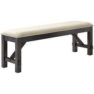 Crosley Furniture Hayden Wood Upholstered Dining Bench in Slate/Cream
