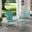 Crosley Furniture Tulip Metal Patio Chair in Blue (Set of 2)